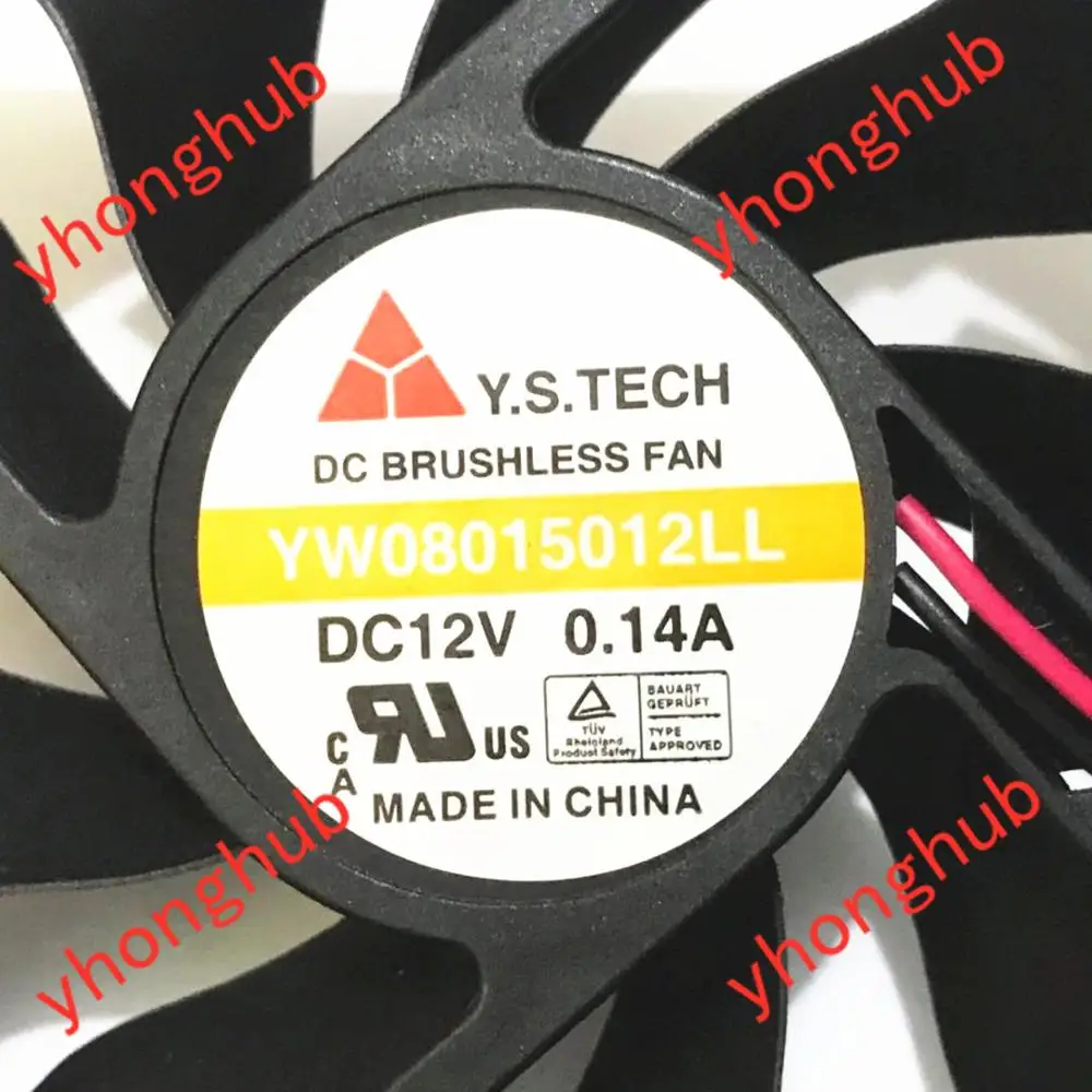 Вентилятор охлаждения сервера Y.S TECH YW08015012LL 12 В постоянного тока 0 14 А 2 провода