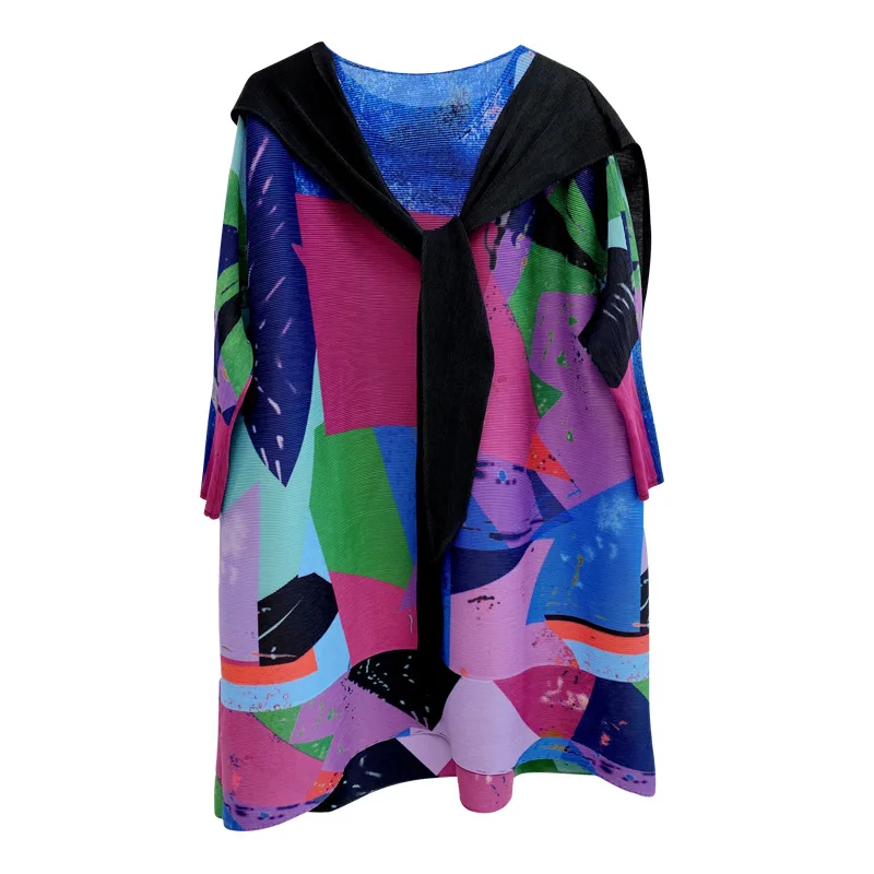 

SuperAen 2021 Fashion New Spring and Summer Casual Loose Pleated Print Dress Elegant Temperament Two-piece Strap Plus Size Dress