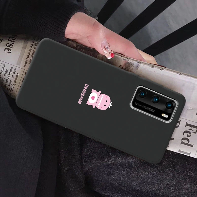 Черный силиконовый милый мультяшный чехол для Huawei P40 простой Pro Чехол Lite E|Бамперы|