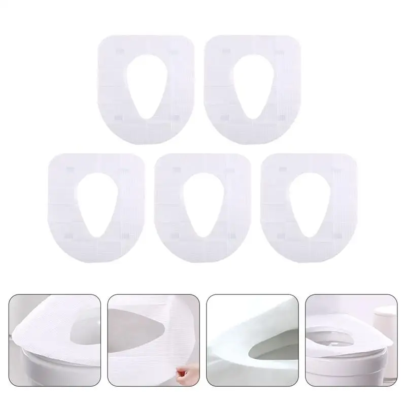 

5pcs Disposable Toilet Seat Cover Portable Toilet Mat Toilet Mat (White)