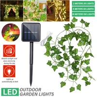wakyme led ivy fairy string lights solar panel lamp garland garden decoration outdoor wall fence lamps solar powered led light
