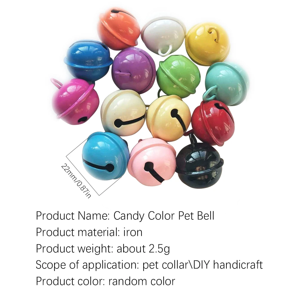 

10 Pcs 22mm Colour Pet Cat Dog Bell Collar Accessories Cat Collar Decoration Spray Paint Candy Color DIY Pet For Accessories