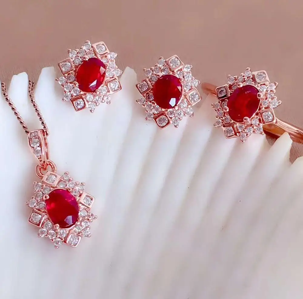 Женский комплект из кольца и сережек с подвеской стерлингового серебра 925 пробы