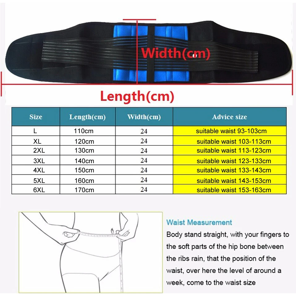 

6XL Medical Pain Double Pull Neoprene Waist Protector Widen Bar Belt Posture Corrector Orthopedic Back Support Corset Women Men