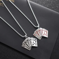 rock punk charm playing cards initial necklace red black color choker necklace for women man pendant jewelry gift