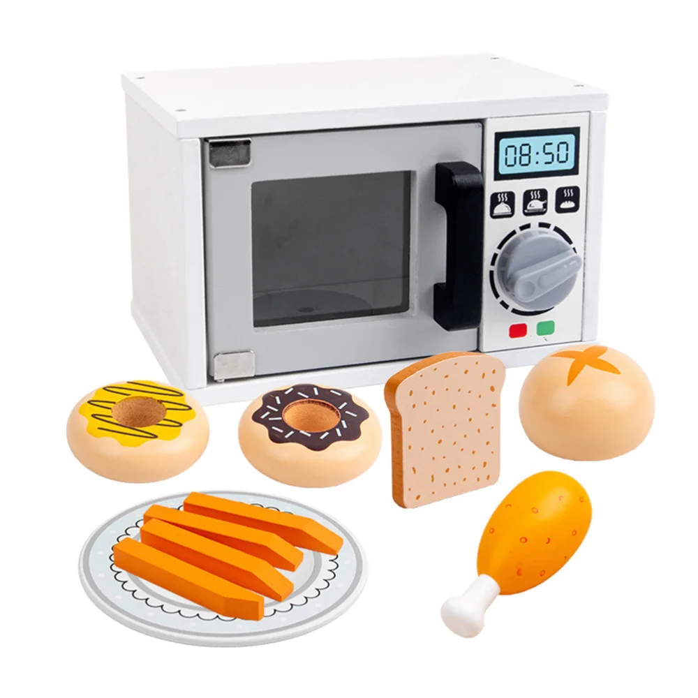 

11pcs Simulation Microwave Oven Set Wooden Food Kids Cooking Set