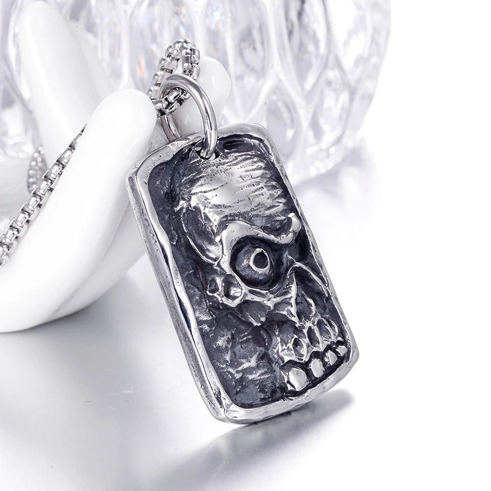 Бирки с черепом подвеска ожерелье для мужчин хип-хоп уличная культура титановая