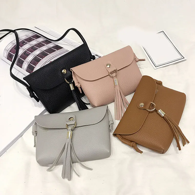 Модная женская мини-сумка с кисточками сумка через плечо для женщин кожаная