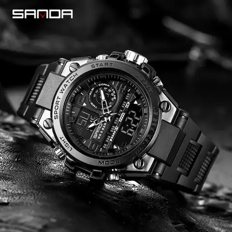 Часы наручные SANDA G Мужские Цифровые, спортивные водонепроницаемые электронные в стиле милитари, с двойным дисплеем