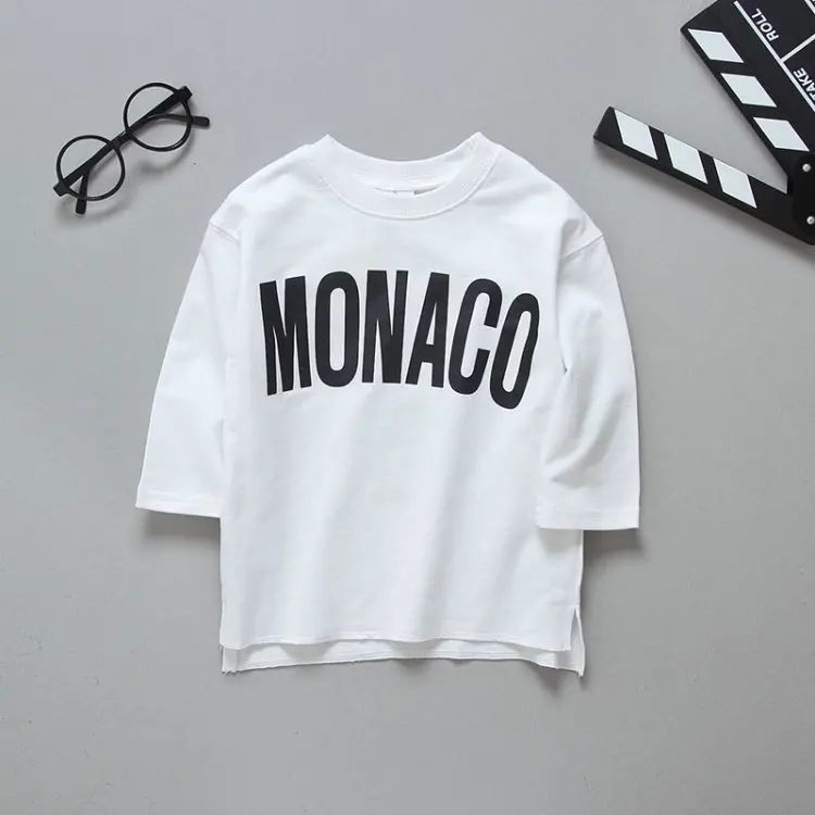 Летняя футболка с принтом из мультфильма MONACO для маленьких мальчиков футболки и