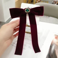 vintage velvet bow tie brooch fabric crystal bowknot necktie shirt collor luxulry wedding jewelry gifts for women accessories