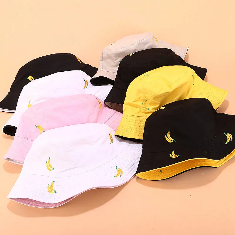 Женская летняя Панама в стиле хип-хоп с принтом бананов | Аксессуары для одежды