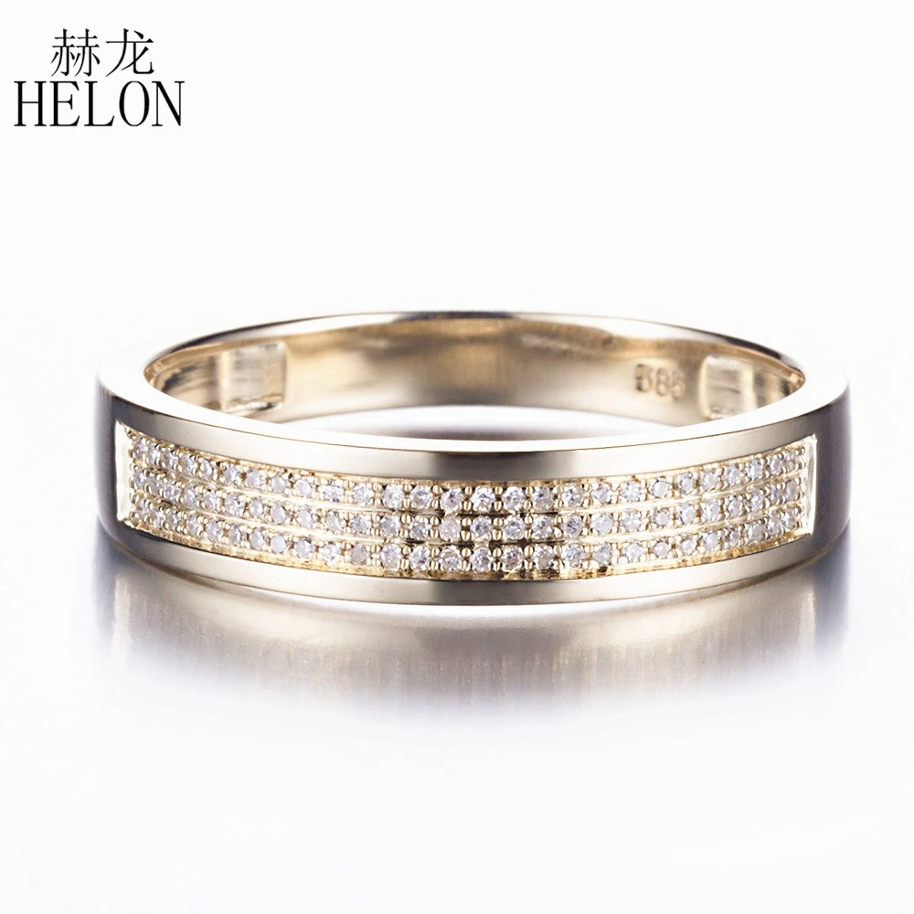 

HELON Твердое 14 к Желтое золото (AU585) SI/H круглые 100% бриллианты обручальное кольцо модное изысканное ювелирное элегантное уникальное Подарочно...