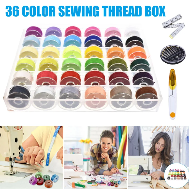 36 цветов/комплект катушки для швейных машин нитки шпули чехол с нитками бытовой