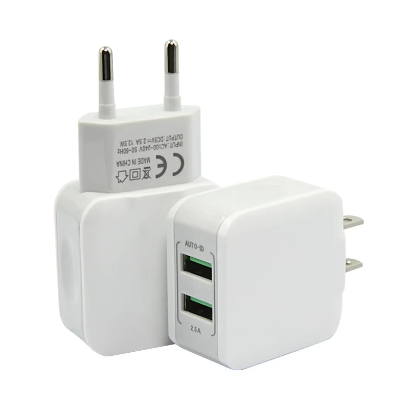 5V 2.5A двойное зарядное устройство USB для телефона быстрое портативное США и ЕС