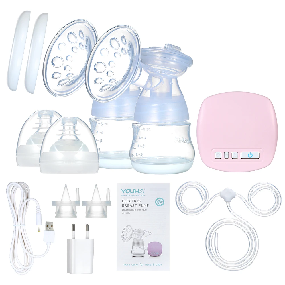 Двойной Электрический молокоотсос с бутылочкой 150 мл для детского молока USB