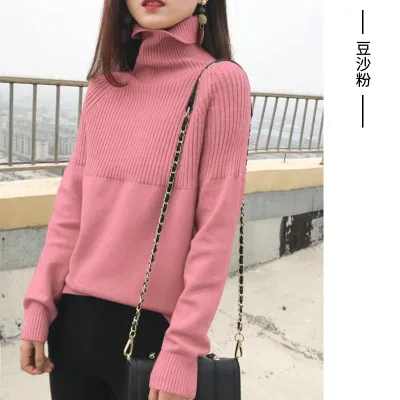 

2020 Fashion New Fall Winter Warm Turtleneck Sweater Knitwear Women's Long Sleeve Turtleneck Pure Color Loose Thick Large Size