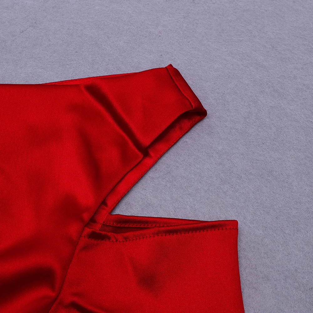 

2020 New Arrival Women Sexy Designer Full Sleeve One Shoulder Red Bodycon Dress Ladies Elegant Prom Party Dress Vestido