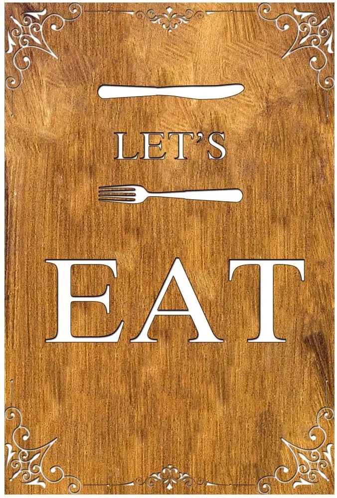

Retro Design Let's Eat Tin Metal Signs Wall Art | Thick Tinplate Print Poster Wall Decoration for Kitchen
