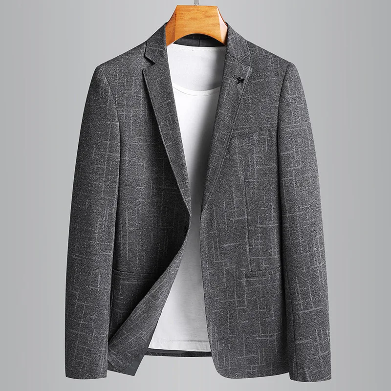 

Minglu Spring Grey Male Blazer Luxury Single Breasted Blazer Men Fashion Slim Fit Business Casual Man Blazer Plus Size 4xl