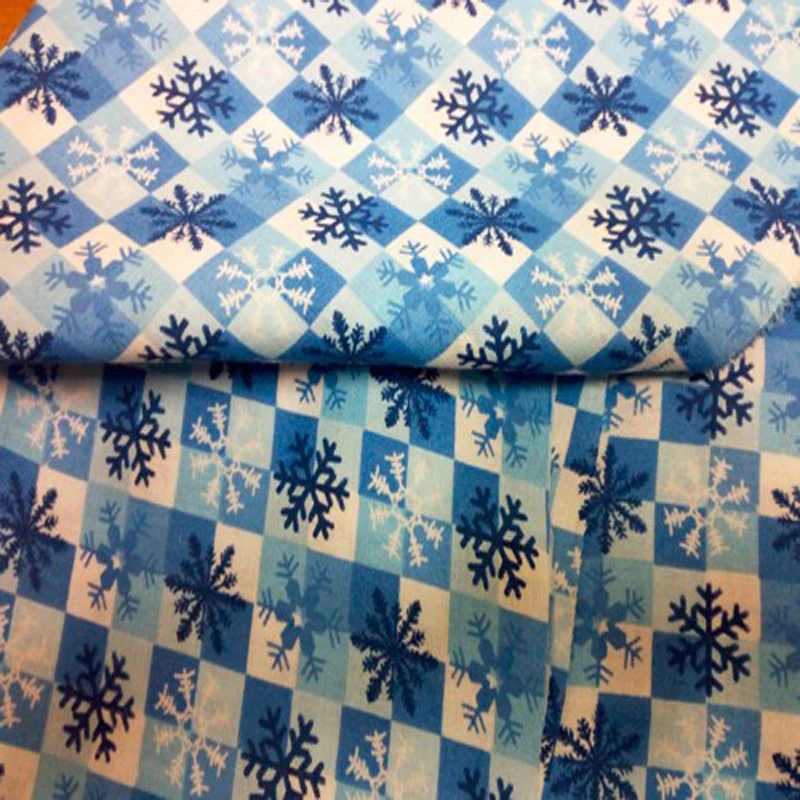 Brand New Design Christmas Blue Snowflakes Printing and Dyeing 100% Cotton Fabric 50x105cm X'mas Patchwork Cloth Dress Ho | Дом и сад