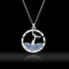 Женское простое ожерелье с хвостом русалки, серебряного цвета, с синим кристаллом, цепочка до ключицы, аксессуары для женщин