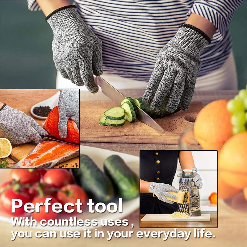 Anti-cut Level Work Gloves Safety Cut-Resistant Anti Cut Proof GMG Grey Kitchen magic gloves | Дом и сад