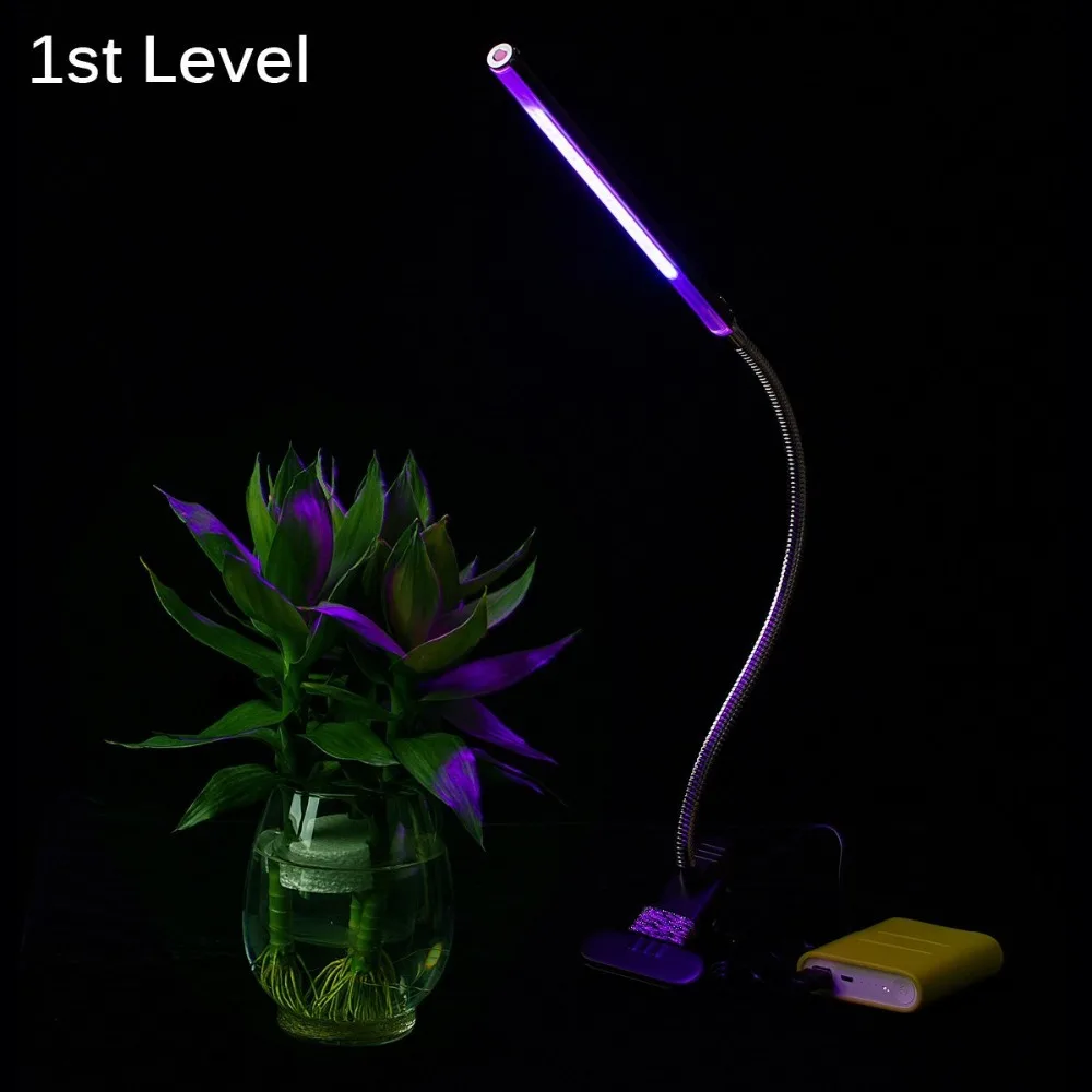 

Топ продаж светодиодный Grow светильник 5 Вт Регулируемая 3 уровня в красном и синем цветах светильник с регулируемой яркостью, зажим для стол ...