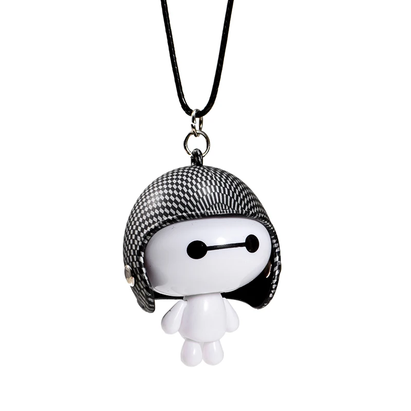 Автомобиль кулон милый шлем робот Baymax куклы висячие украшения автомобили Зеркало заднего вида подвеска украшения аксессуары Подарки - Название цвета: Chess grid