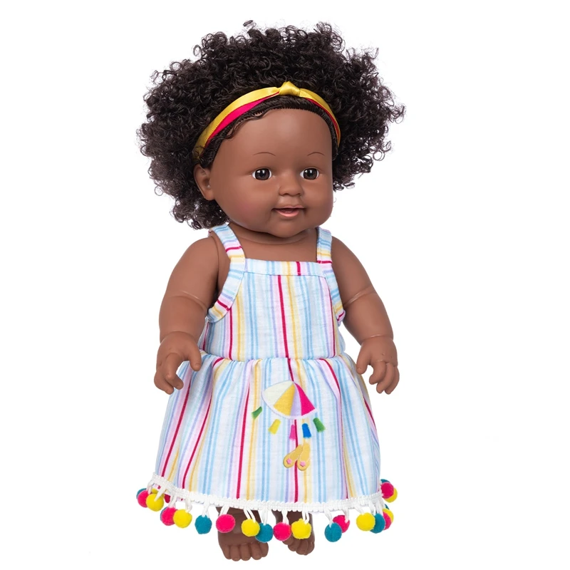 Реалистичная виниловая кукла реборн 12 дюймов афроамериканская черные вьющиеся