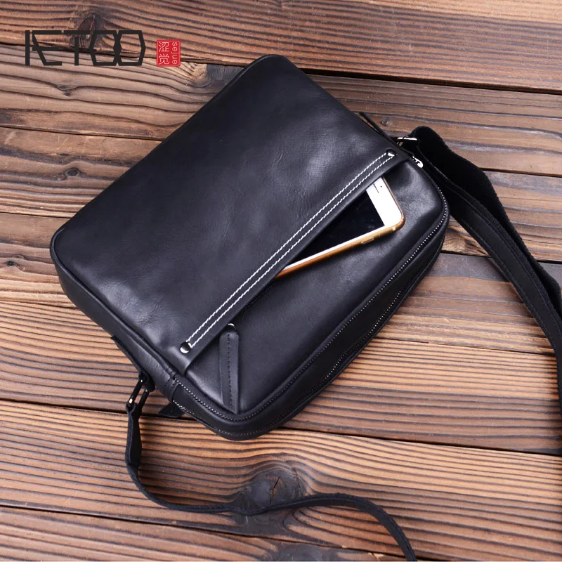 AETOO Leather handmade men's bags head leather slant edifer casual postman large-capacity shoulder |