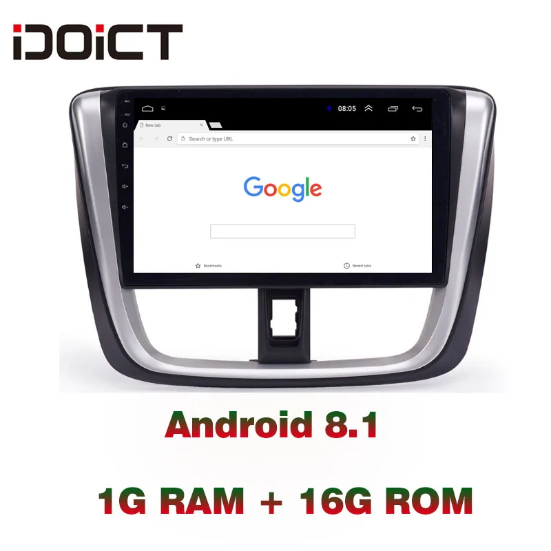 IDOICT Android 8.1 Car DVD Player GPS Navigation Multimedia For Toyota Vios Yaris Radio 2017 car stereo bluetooth | Автомобили и