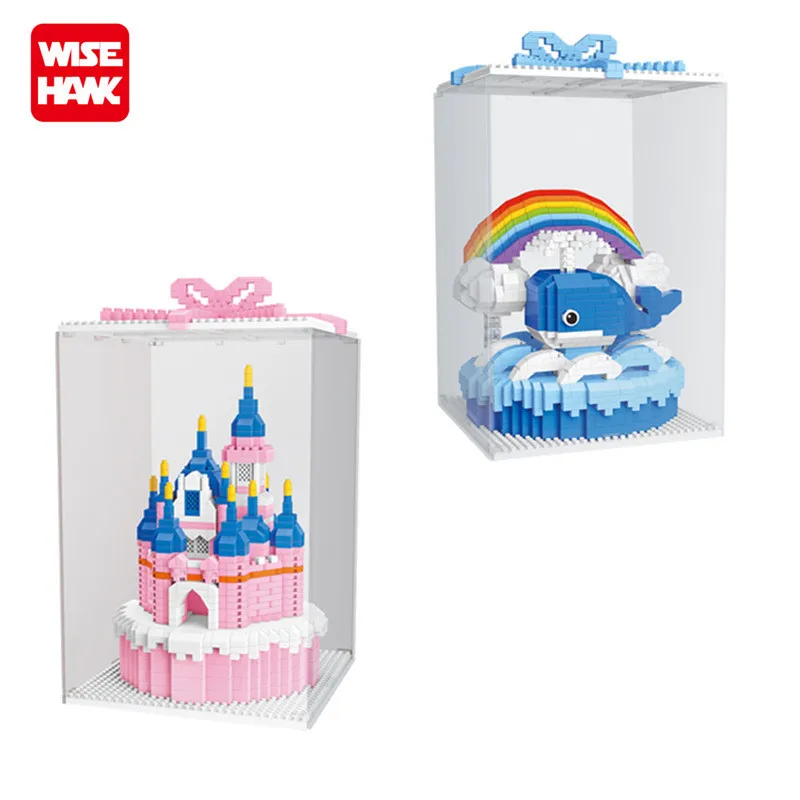 Алмазные блоки мультяшный торт замок красочные животные КИТ с крышкой игрушки