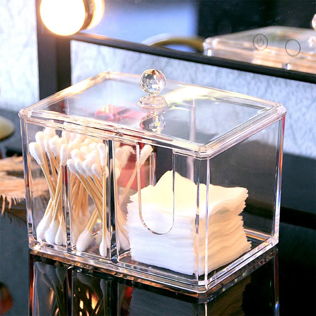 New Acrylic Cotton Swab Makeup Box Portable Clear Make Up Container Pad Holder Cosmetics Organizer Storage | Дом и сад