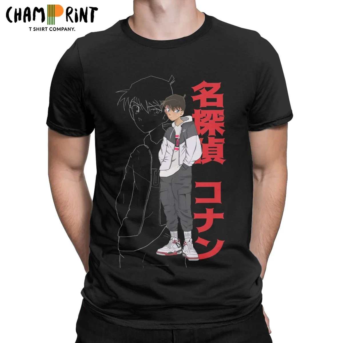 

Men T-Shirts Shinichi Kudo Detective Conan Awesome Cotton Tees Short Sleeve T Shirts O Neck Tops Printed