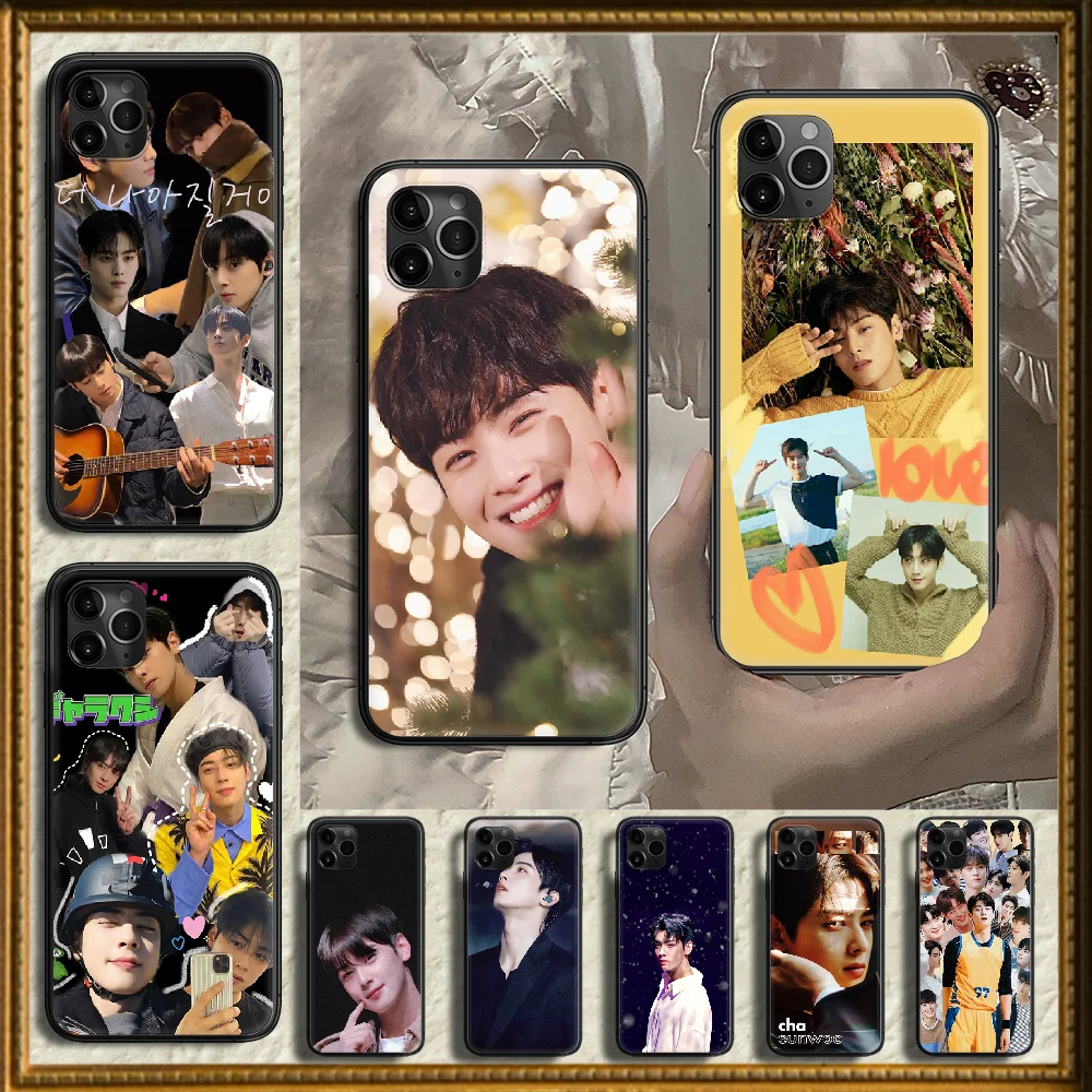 singer Cha EunWoo Phone Case Cover Hull For iphone 5 5s se 2 6 6s 7 8 12 mini plus X XS XR 11 PRO MAX black pretty Etui tpu |