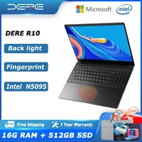 dere laptop r10 15 6 inch intel n5095 business notebook 16gb ram 512gb ssd recognition fingerprint backlit keyboard windows 10