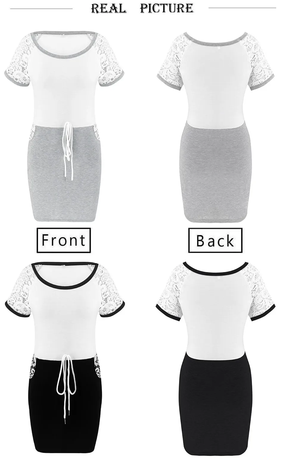 

Fashion Women Mini Dress Color Matching Design Pockets Decor O-Neck Short Sleeve Pencil Dress Elegant Lady Slim Bandage Dress