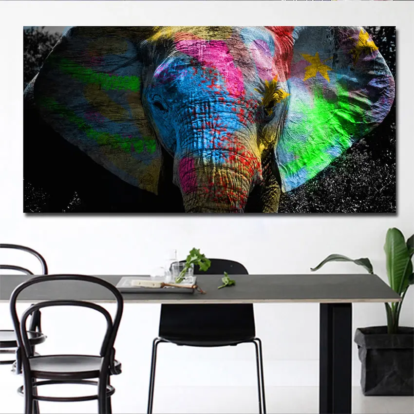 

Africa Elephant Animal Landscape Oil Painting On Canvas Pop Art Poster And Print Abstract Art Wall Picture For Living Room Decor