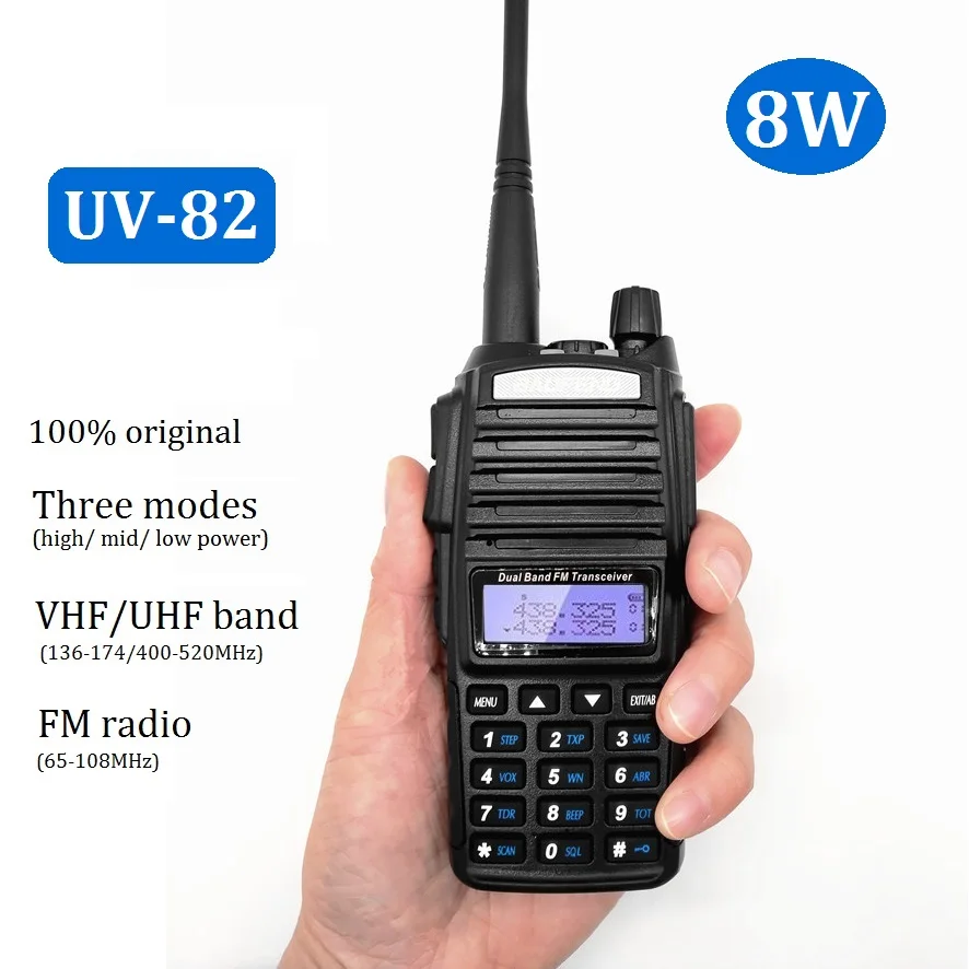 8 Вт UV 82 мощный иди и болтай Walkie Talkie “иди радиолюбитель VHF/UHF диапазона Ham CB радио