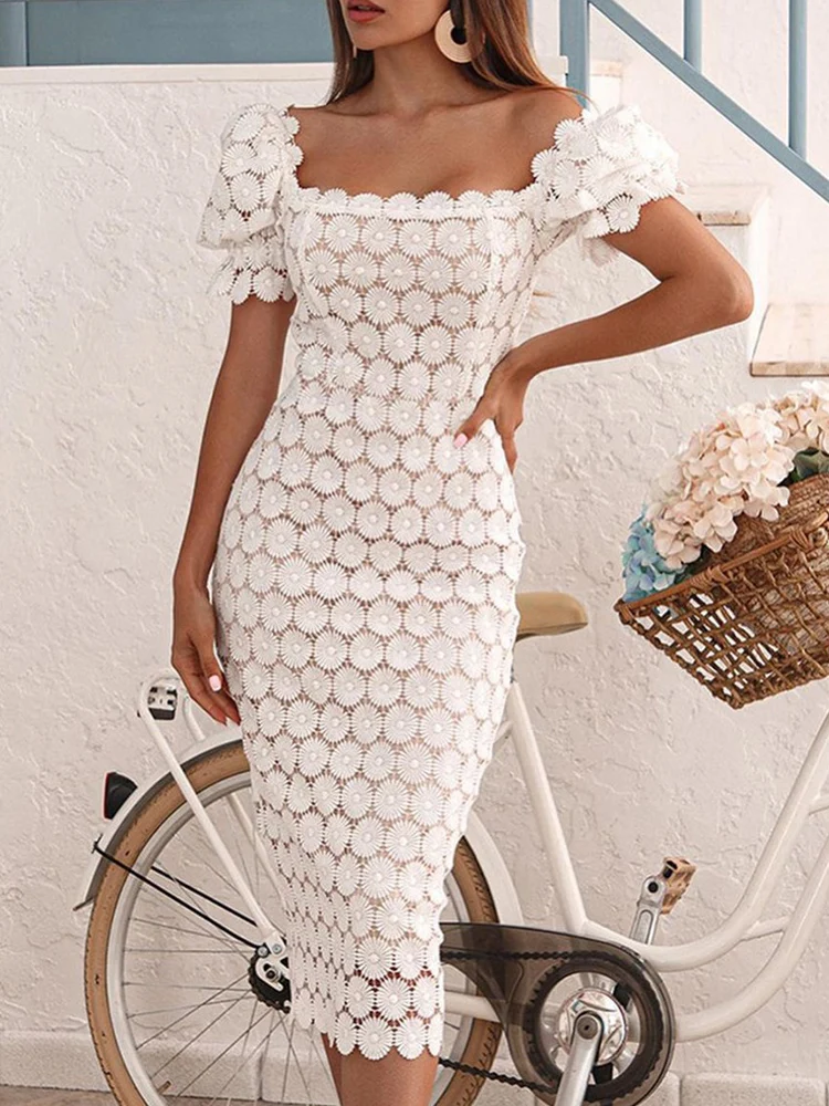 

Vestidos 2022 mujer Summer temperament commuter wrap chest mid skirt high collar ethnic style white dress платье женское