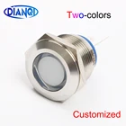 19 мм двухцветный светодиодный общий катод общий анод металлическая сигнальная лампочка 19 мм, плоские круглые сигнальные лампы 6 в 12 В 24 В 220 В контактный разъем