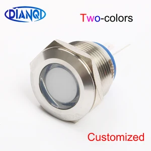 19 мм двухцветный светодиодный общий катод общий анод металлическая сигнальная лампочка 19 мм, плоские круглые сигнальные лампы 6 в 12 В 24 В 220 В контактный разъем