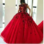 Красные платья Quinceanera с рукавами-крылышками и 3D цветами