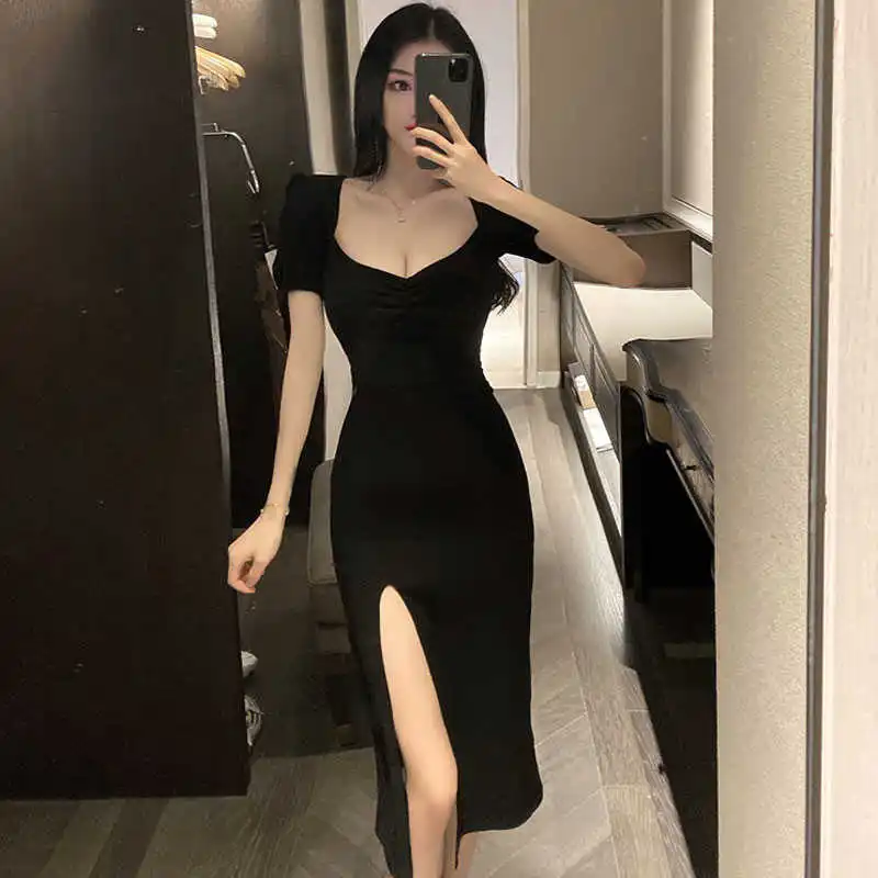 Летнее женское платье Новый Стиль Элегантный квадратный вырез Slim Fit завышенной