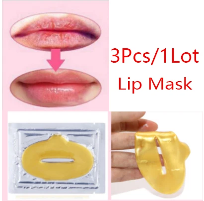 3Pcs Gold Lip Mask Сыворотка для ухода за губами, Увлажняющая восстанавливающая маска для губ, повышающая эластичность губ, уменьшающая тонкие линии, устойчивая к старению - Цвет: 3Pcs Gold Lip Mask