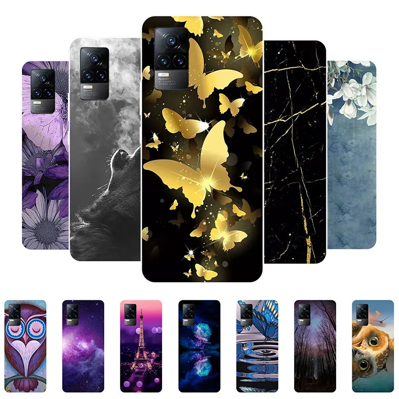 

Case For Vivo V21e 4G Case Butterfly Soft Silicone Back Cover For Vivo V21e V2061 Phone Coves on Vivo V 21e 6.44inch Funda Coque