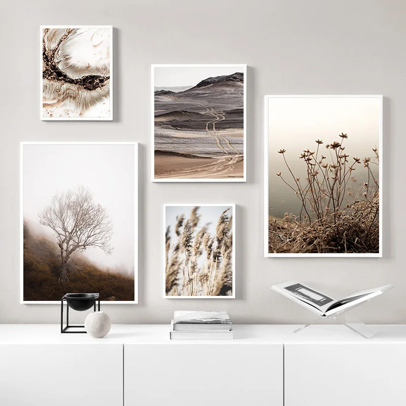 

Reeds Grass Sunrise Canvas Painting Nature Landscape Scandinavian Poster and Print Nordic Home Decoration Style Wall Art Picture