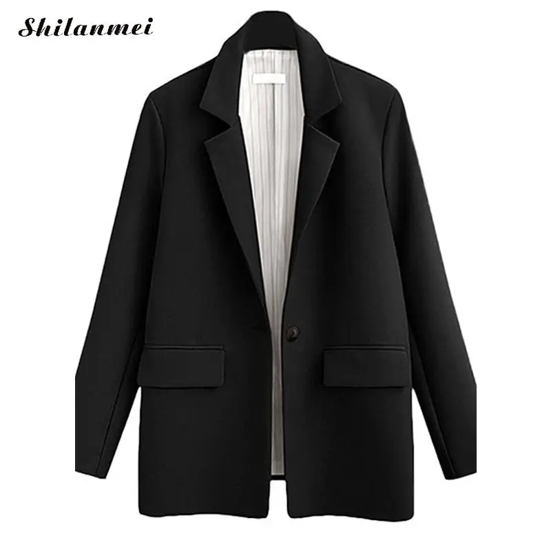 2019 корейский женский Блейзер черные розовые блейзеры больших размеров куртка