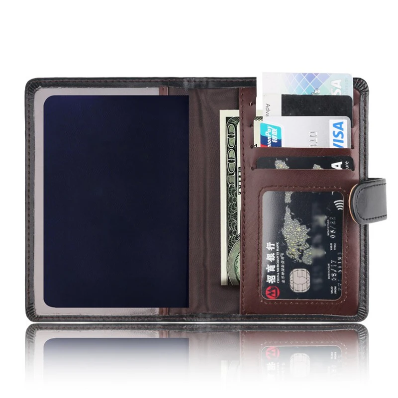 PU Leather Passport Cover Men Travel Wallet Credit Card Holder Cover Russian Driver License Wallet Document Case
